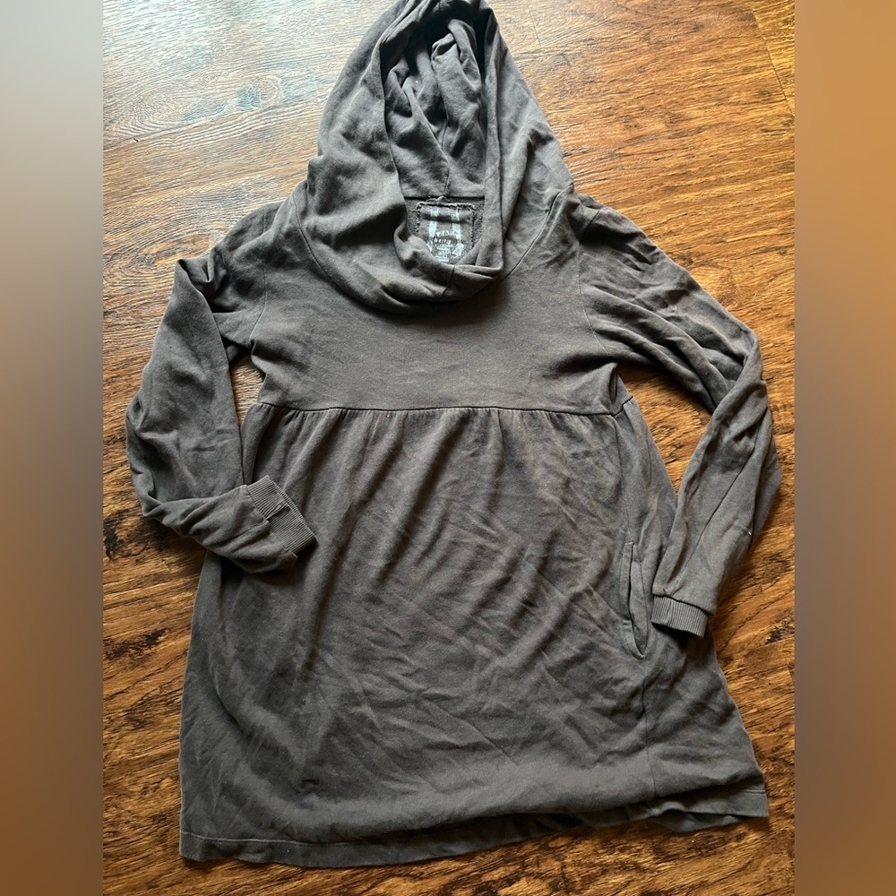 (2 for $10) Cozy Brown Hooded Sweater Dress Zara early aughts size m baby doll